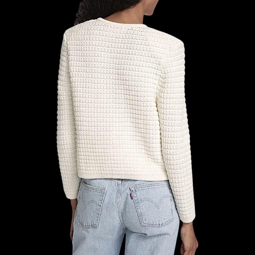ba&sh Cream Textured Button-Front Sweater Jacket - Picture 7 of 8